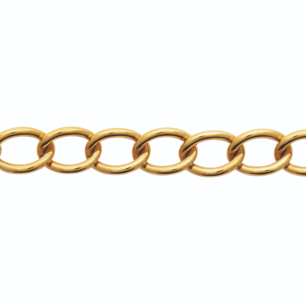 Bracelet grosse maille ovale texturée en acier PVD doré