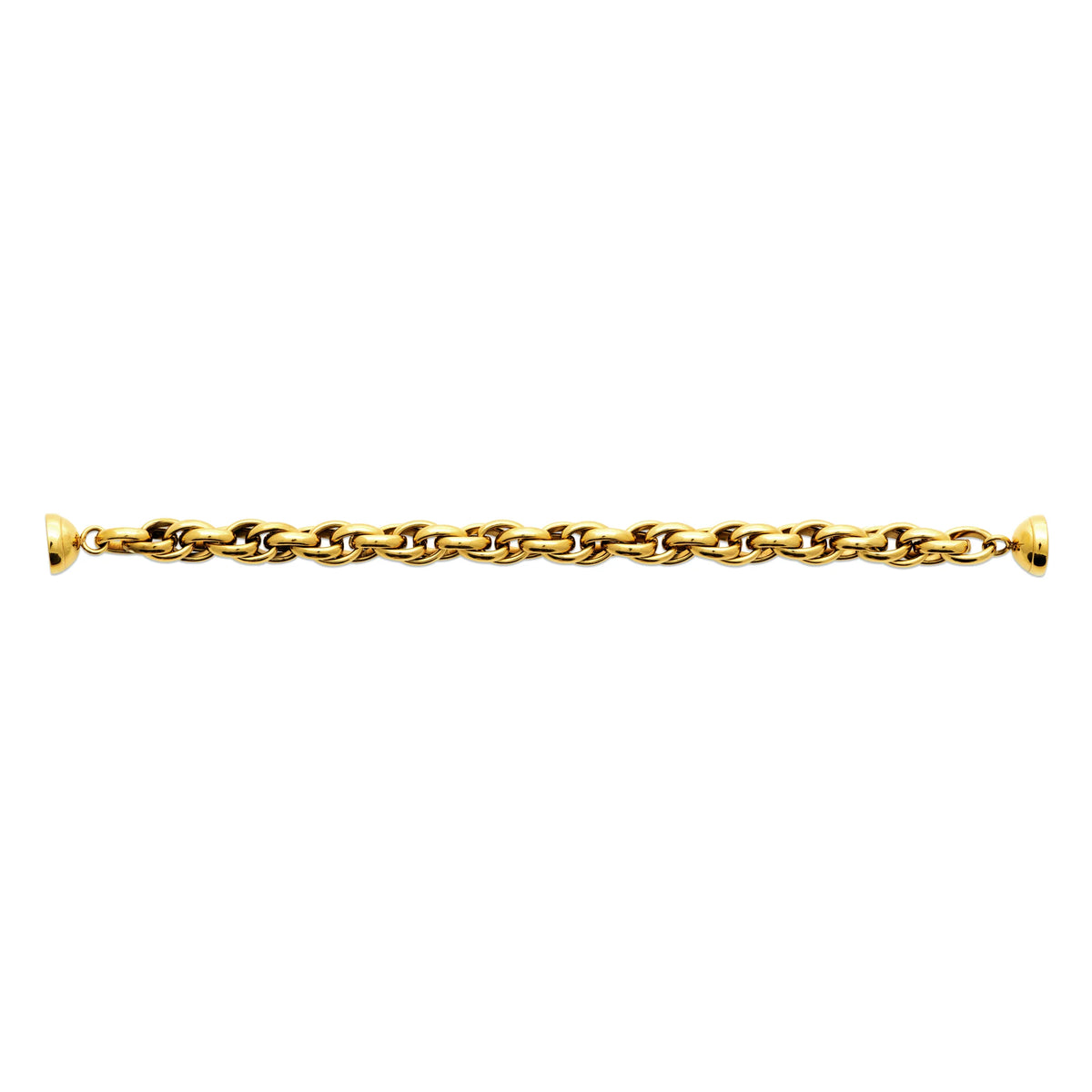 Bracelet grosse maille torsadée et fermoir boule en acier PVD doré