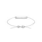 Bracelet identité chaîne fine à plaque perlée en argent rhodié