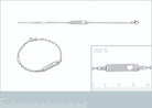 Bracelet identité cœur enfant chaîne fine 2,6 mm en argent 925 rhodié, 16 cm