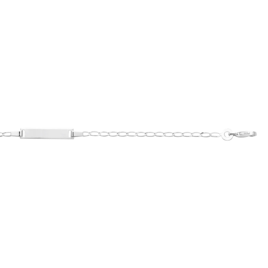 Bracelet identité enfant chaîne fine 2 mm en argent 925, 15 cm, vue de face