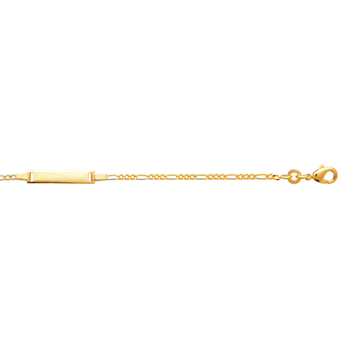 Bracelet identité enfant maille figaro 1,8 mm en plaqué or, 15 cm