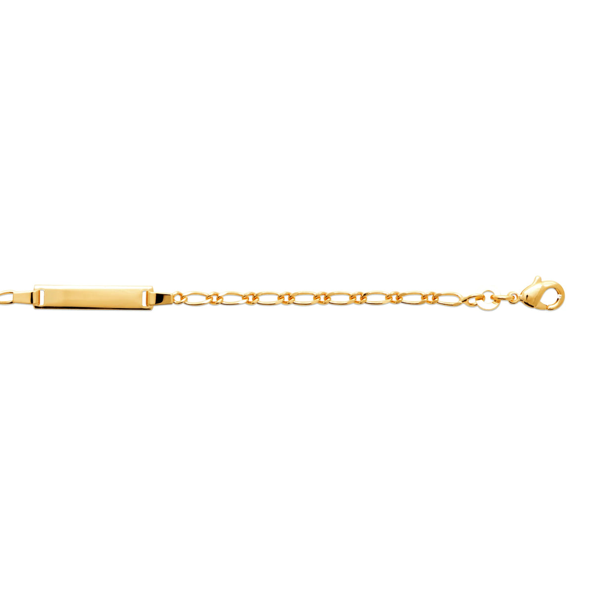 Bracelet identité enfant maille figaro 2,2 mm en plaqué or, 15 cm