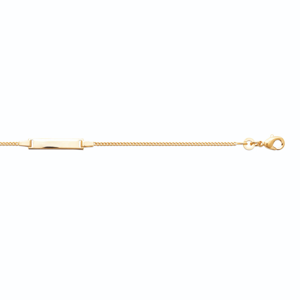 Bracelet identité enfant maille gourmette 1,4 mm en plaqué or, 15 cm
