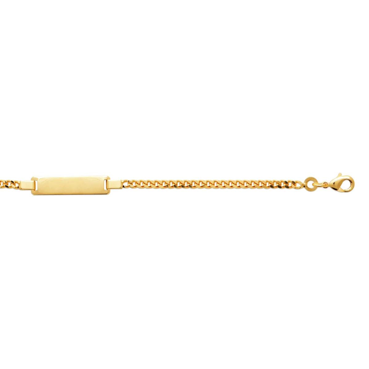 Bracelet identité enfant maille gourmette 2,5 mm en plaqué or, 16 cm