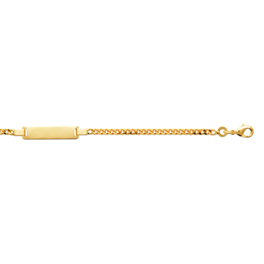 Bracelet identité enfant maille gourmette 2,5 mm en plaqué or, 16 cm, vue de face