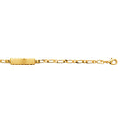 Bracelet identité enfant plaque ciselée maille figaro 2,5 mm en plaqué or, 16 cm