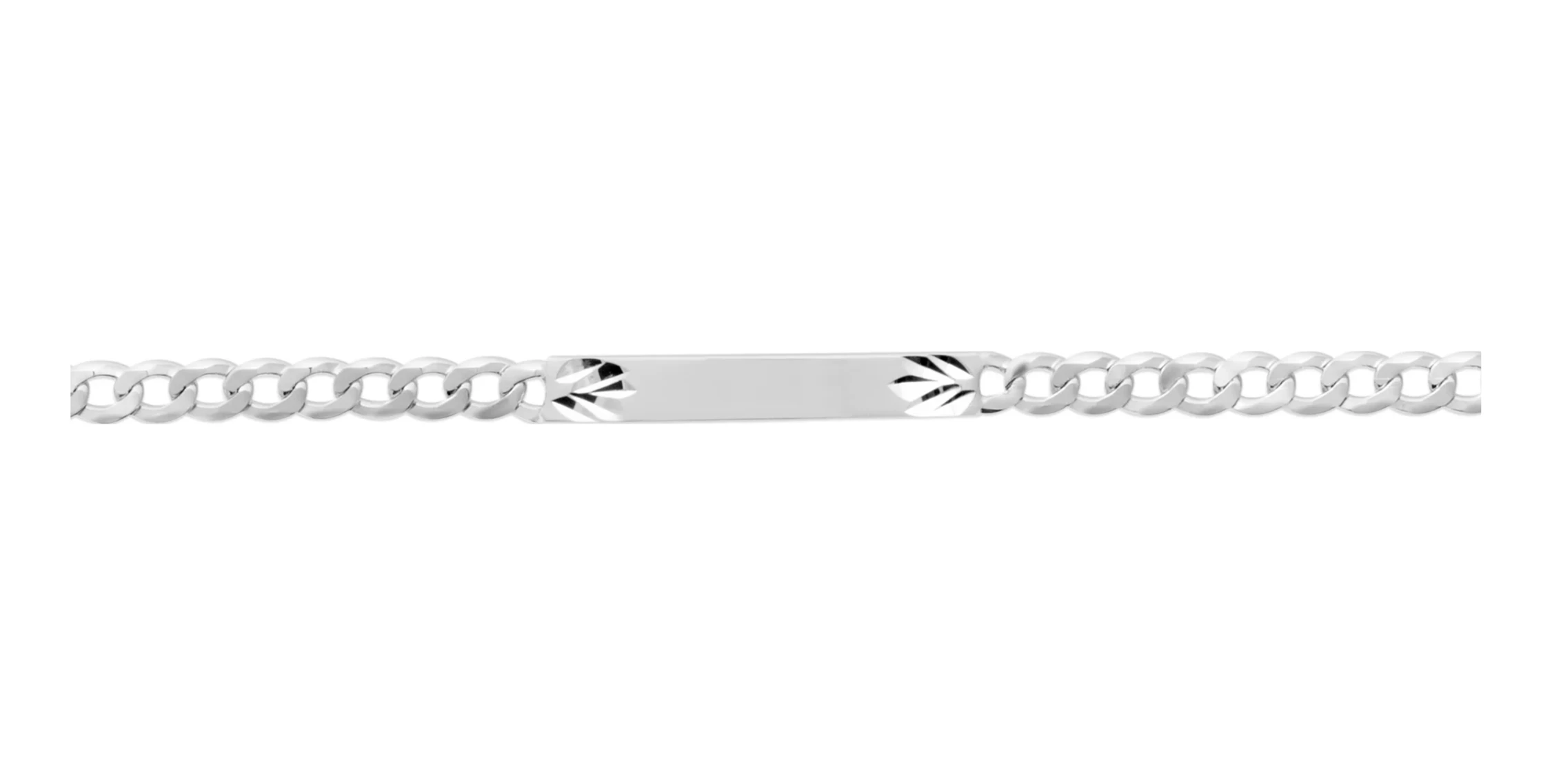 Bracelet identité fine maille gourmette en argent rhodié 18 cm