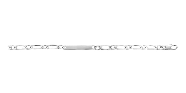 Bracelet identité maille figaro 1+1 4 mm en argent 925 homme 18 cm