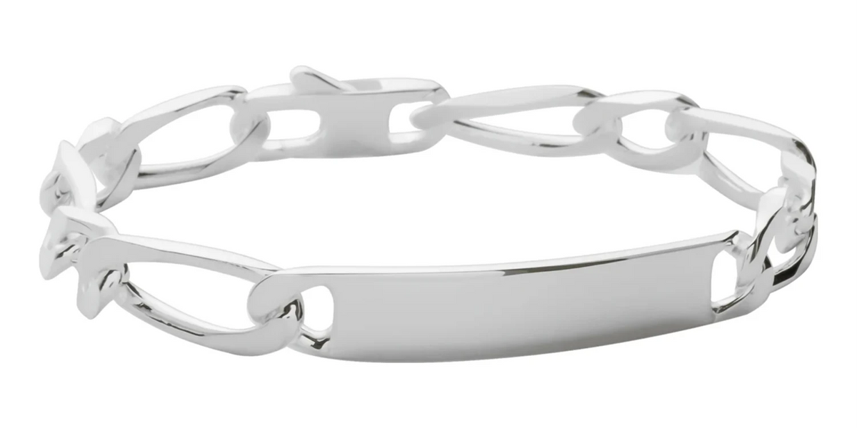 Bracelet identité maille figaro 1+1 7 mm en argent 925 homme 21 cm