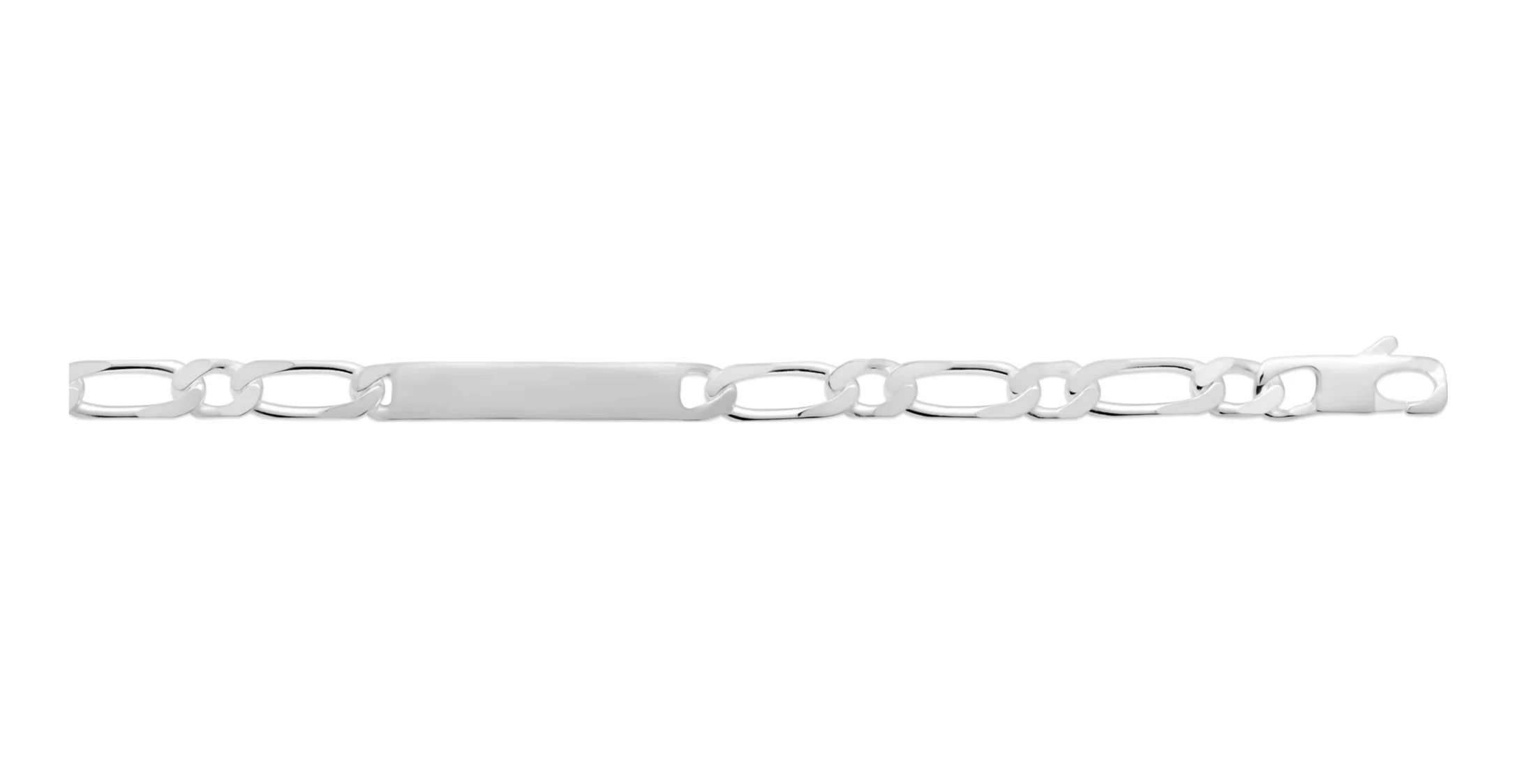 Bracelet identité maille figaro 1+1 7 mm en argent 925 homme 21 cm
