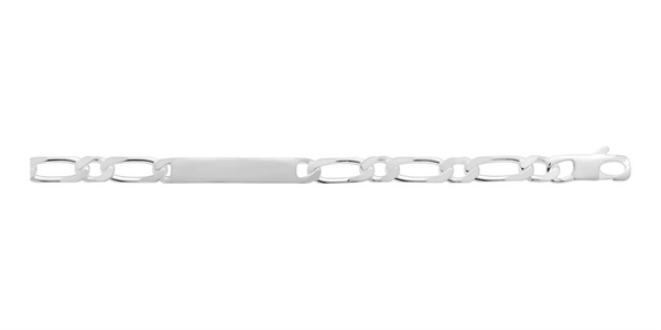 Bracelet identité maille figaro 1+1 7 mm en argent 925 homme 21 cm