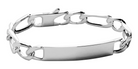Bracelet identité maille figaro 1+1 8 mm en argent 925 rhodié homme 21 cm vu de profil