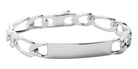 Bracelet identité maille figaro 1+1 9 mm en argent 925 homme 22 cm vu de profil