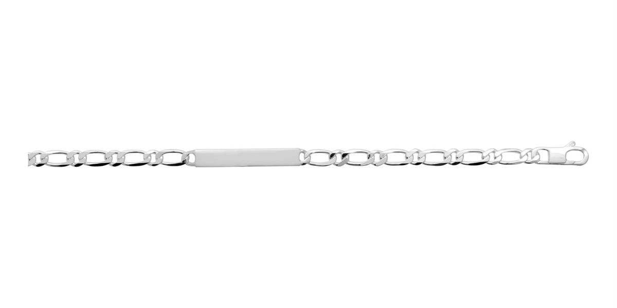 Bracelet identité maille figaro 1+1 en argent 925 18 cm