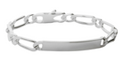 Bracelet identité maille figaro 1+1 en argent 925 20 cm vu de profil