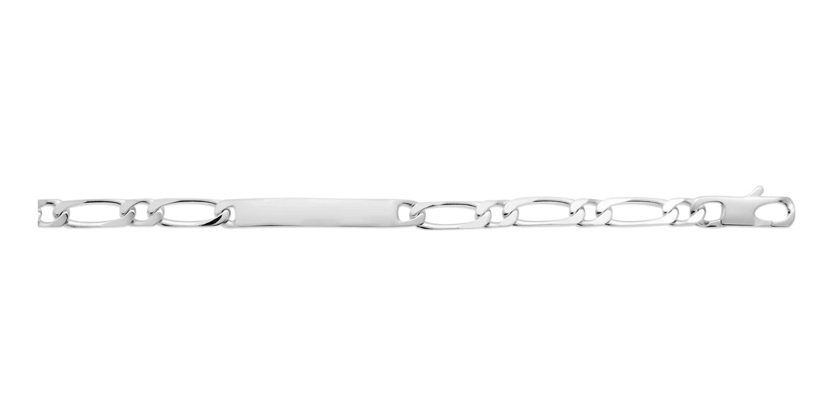 Bracelet identité maille figaro 1+1 en argent 925 20 cm
