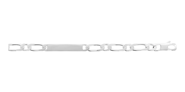 Bracelet identité maille figaro 1+1 en argent rhodié 21 cm
