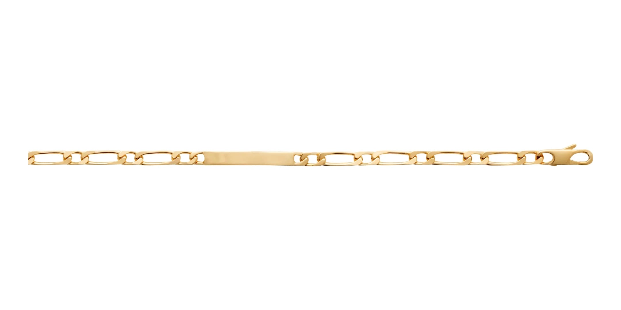 Bracelet identité maille figaro 1+1 en plaqué or 18 cm