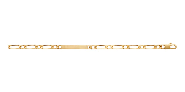 Bracelet identité maille figaro 1+1 en plaqué or 18 cm
