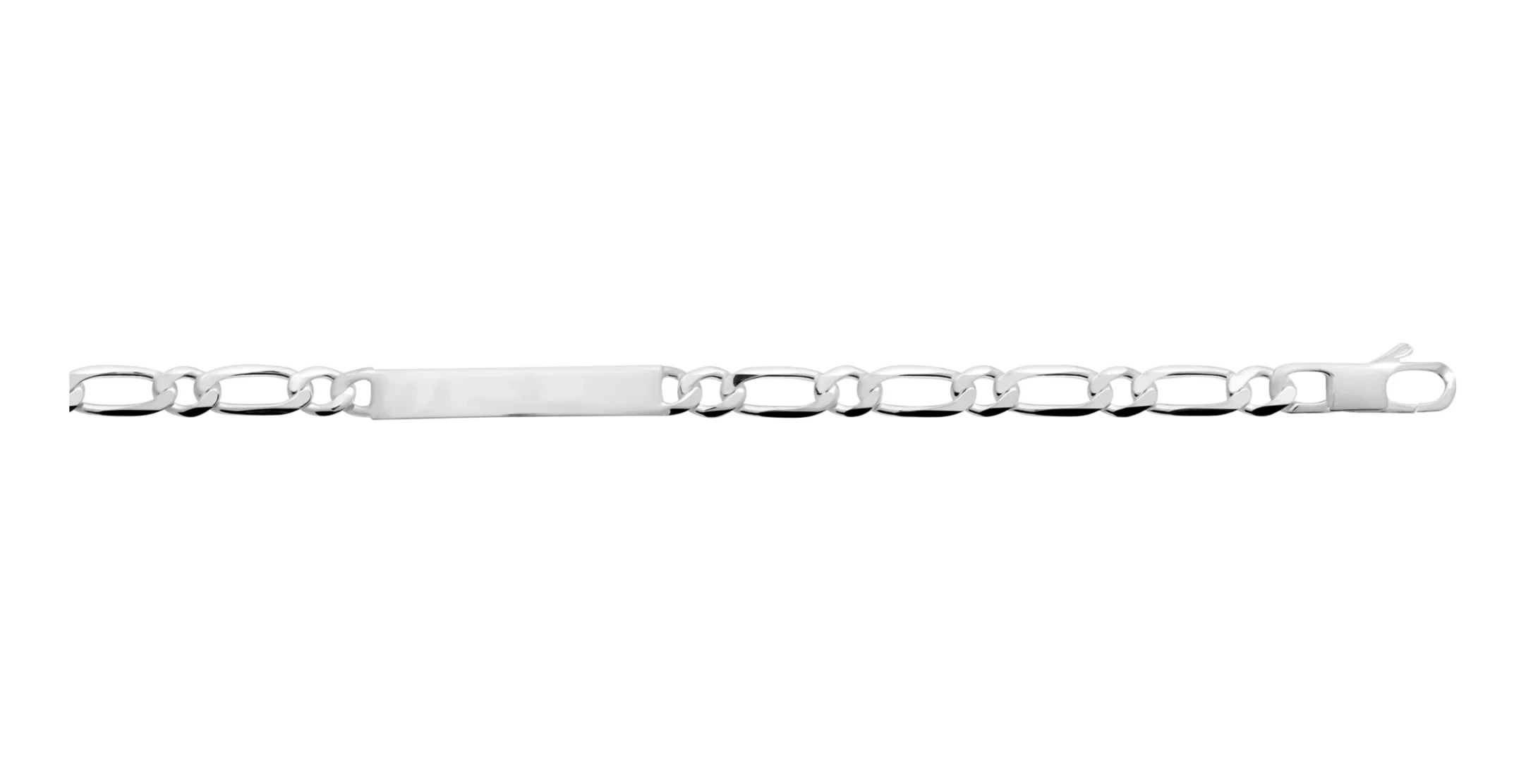 Bracelet identité maille figaro 1+1 fine en argent 925 20 cm