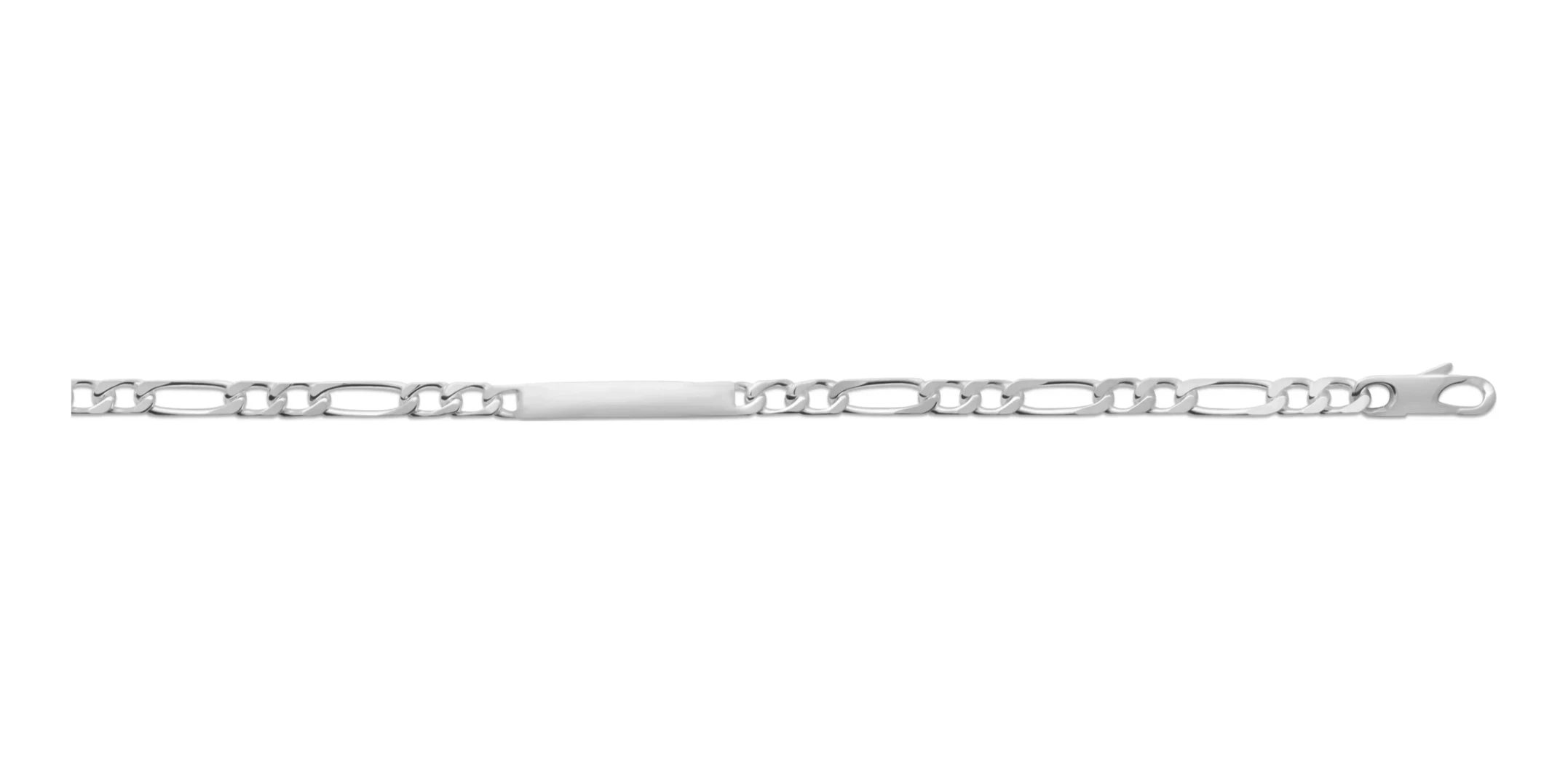 Bracelet identité maille figaro 1+2 en argent rhodié 18 cm