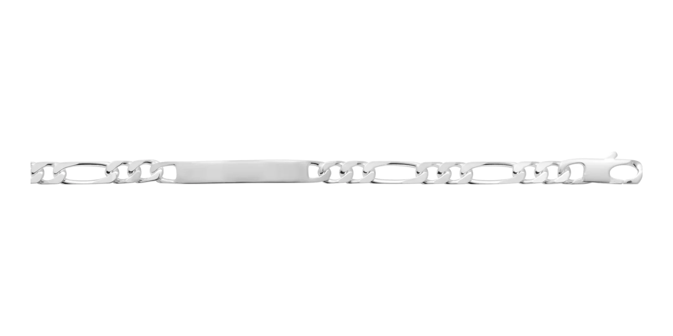 Bracelet identité maille figaro 1+2 en argent rhodié 20 cm