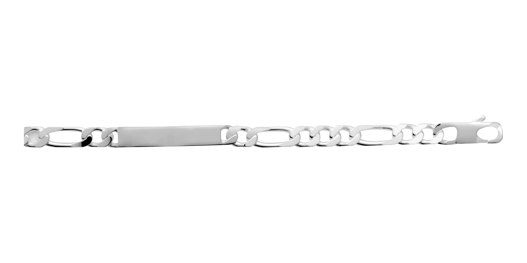 Bracelet identité maille figaro 1+3 7 mm en argent 925 homme 21 cm