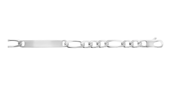 Bracelet identité maille figaro 1+3 8 mm en argent 925 homme 21 cm