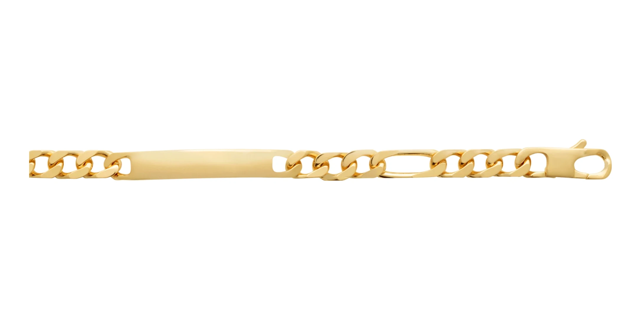 Bracelet identité maille figaro 1+3 8 mm en plaqué or homme 21 cm