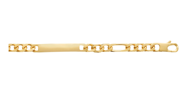 Bracelet identité maille figaro 1+3 8 mm en plaqué or homme 21 cm