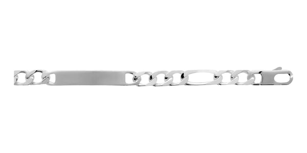 Bracelet identité maille figaro 1+3 9 mm en argent 925 homme 22 cm
