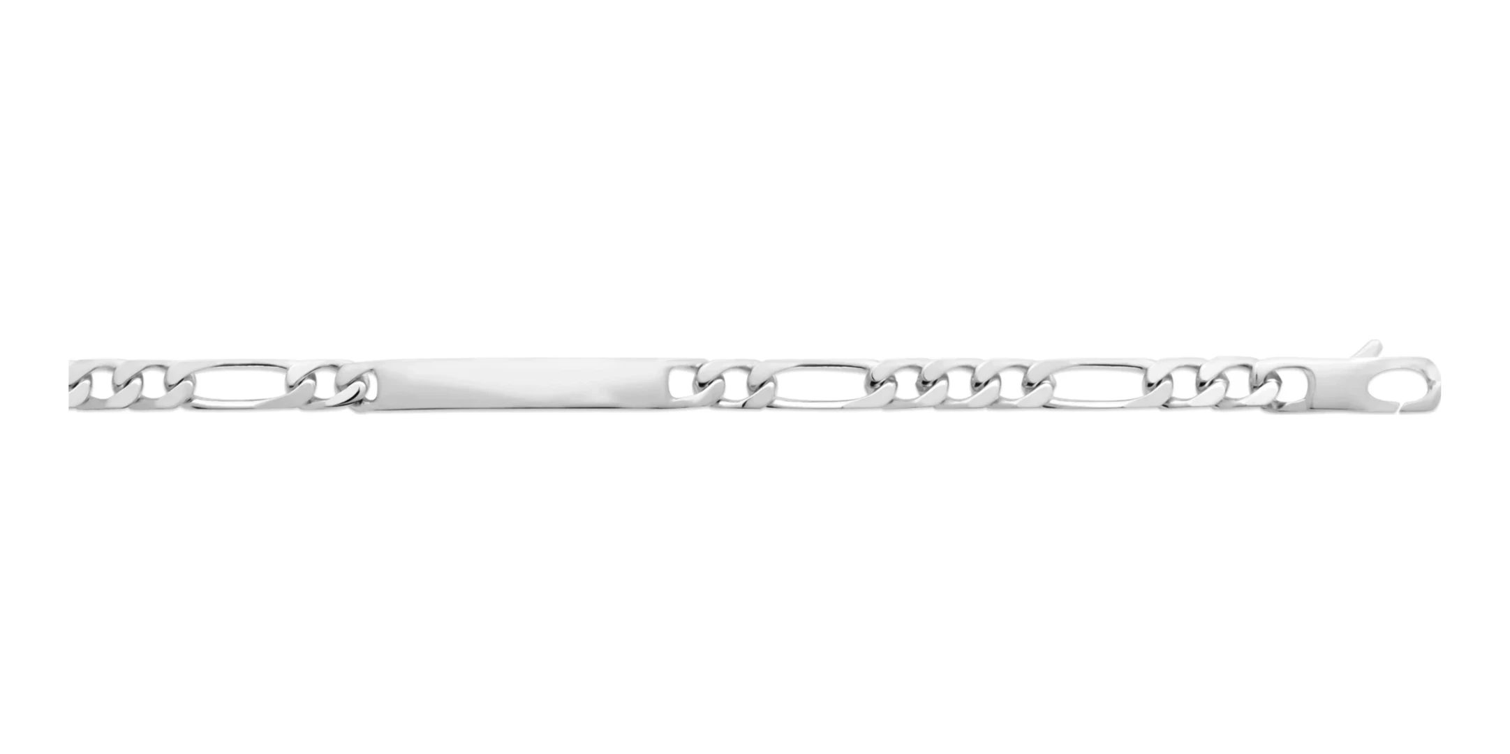 Bracelet identité maille figaro 1+3 en argent rhodié 20 cm