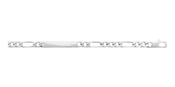 Bracelet identité maille figaro 1+3 en argent rhodié 20 cm