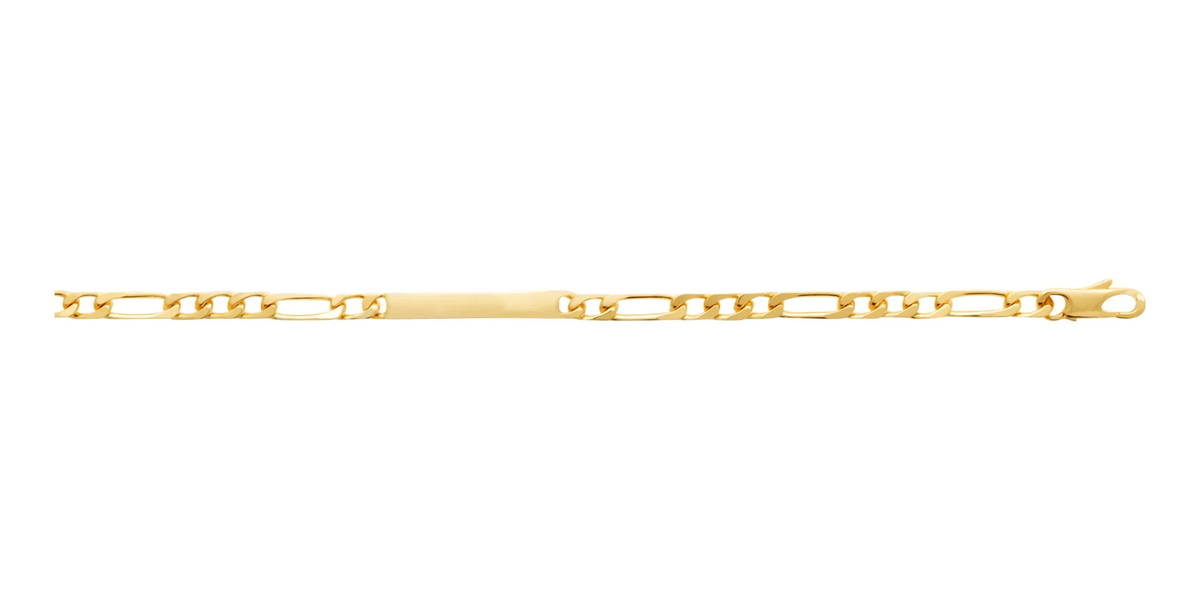 Bracelet identité maille figaro 1+3 en plaqué or 18 cm