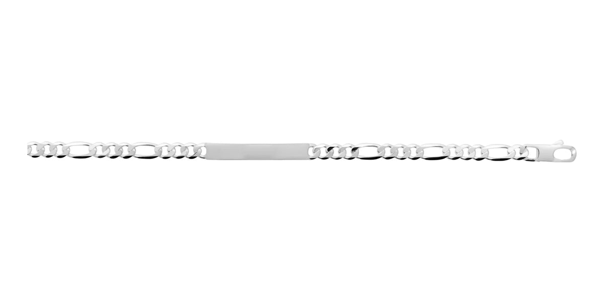 Bracelet identité maille figaro 1+3 fine en argent 925 18 cm