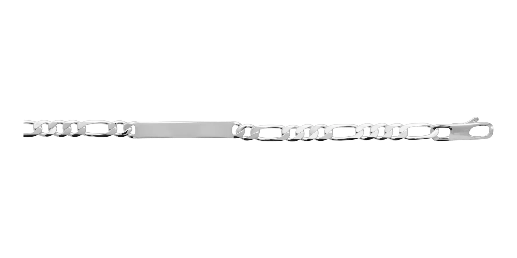 Bracelet identité maille figaro 1+3 fine en argent 925 20 cm