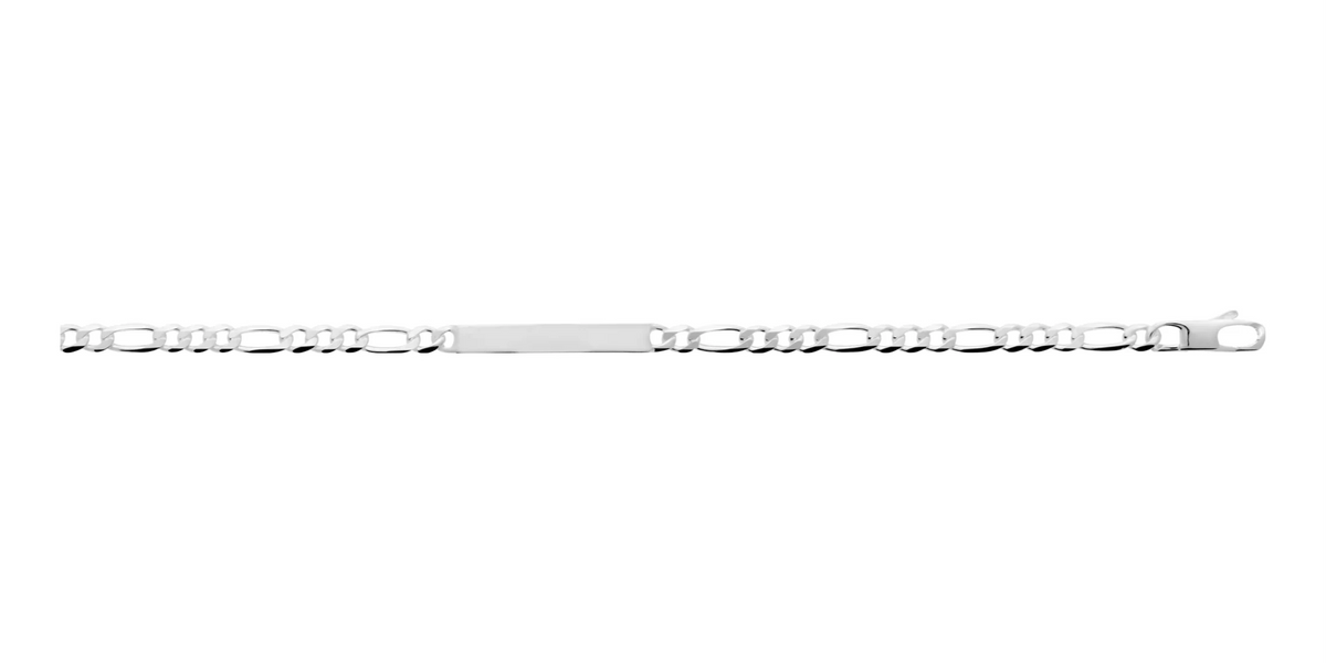 Bracelet identité maille figaro 1+3 très fine en argent 925 18 cm
