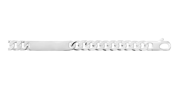 Bracelet identité maille gourmette 10 mm en argent 925 homme 22 cm