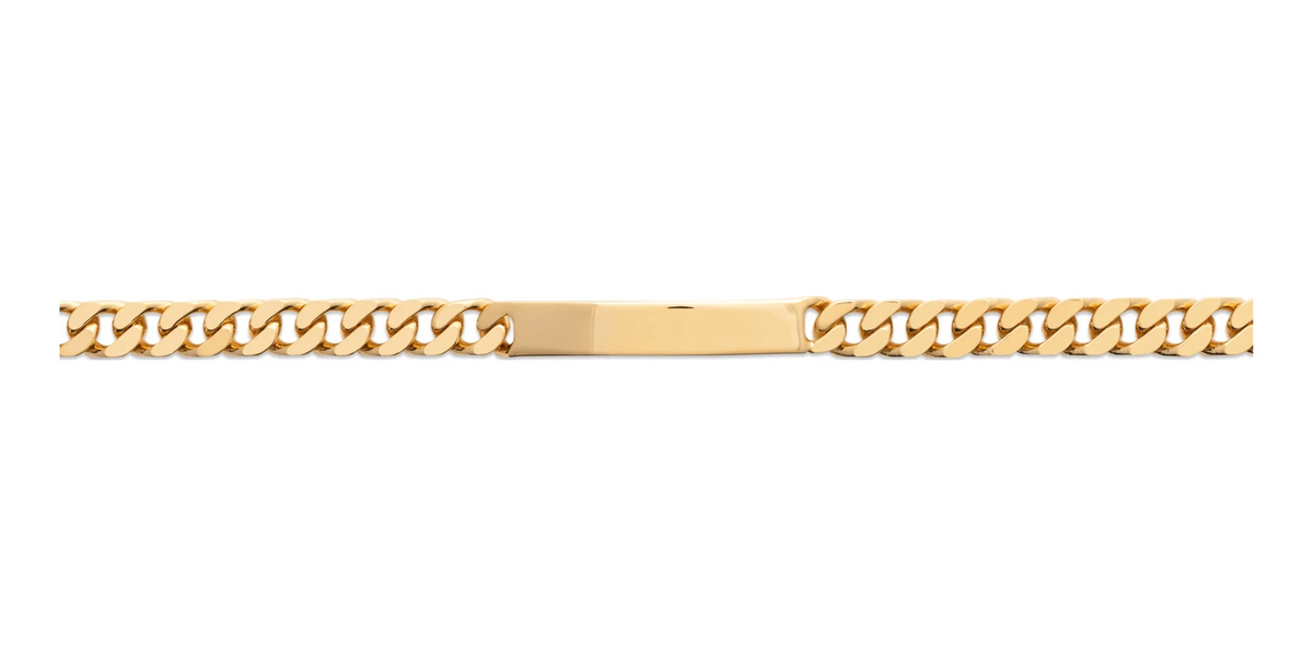 Bracelet identité maille gourmette 8 mm en plaqué or homme 21 cm
