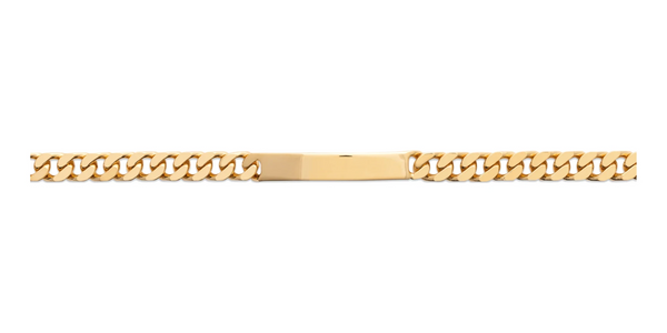 Bracelet identité maille gourmette 8 mm en plaqué or homme 21 cm