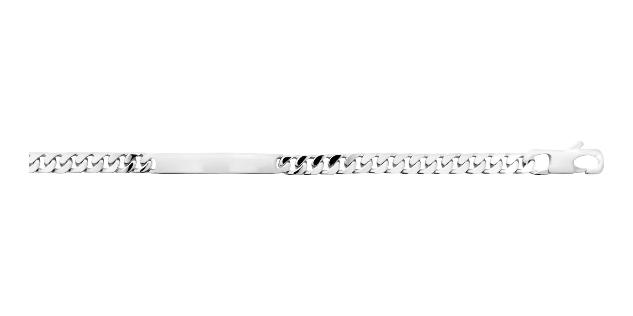 Bracelet identité maille gourmette en argent rhodié 20 cm