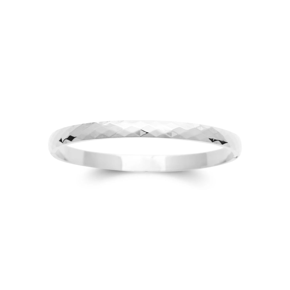 Bracelet jonc facetté en acier PVD argenté