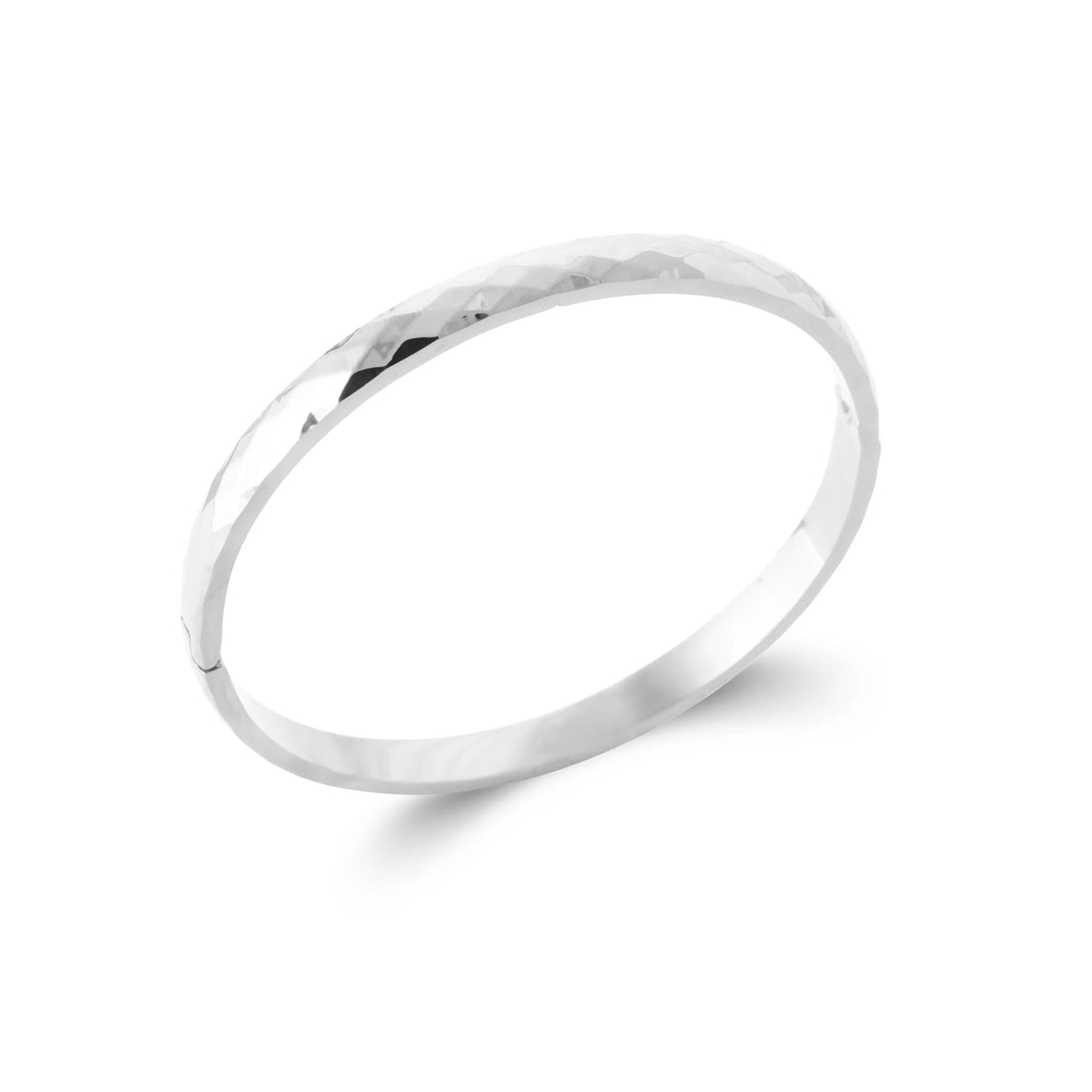 Bracelet jonc facetté en acier PVD argenté