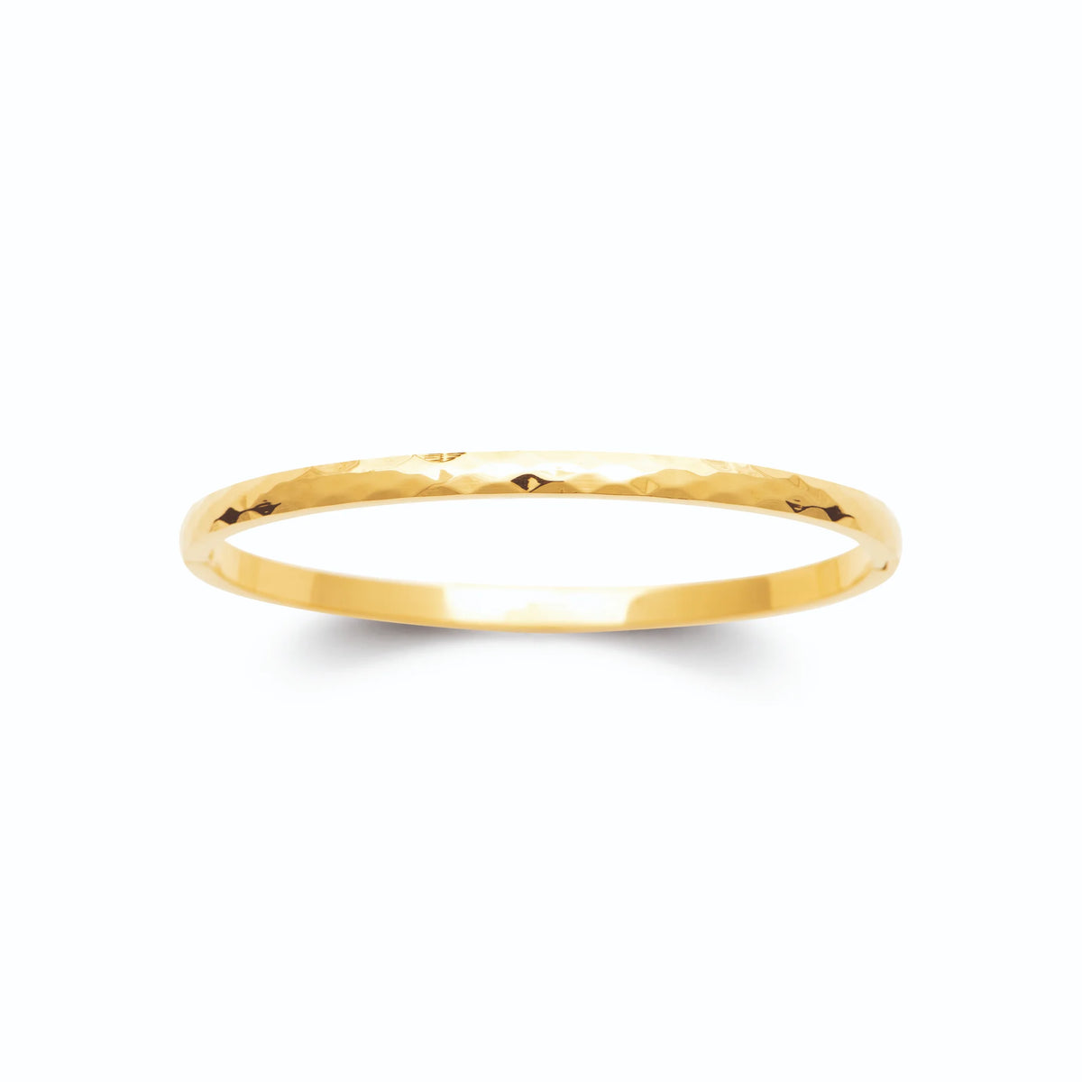 Bracelet jonc fin martelé en acier PVD doré