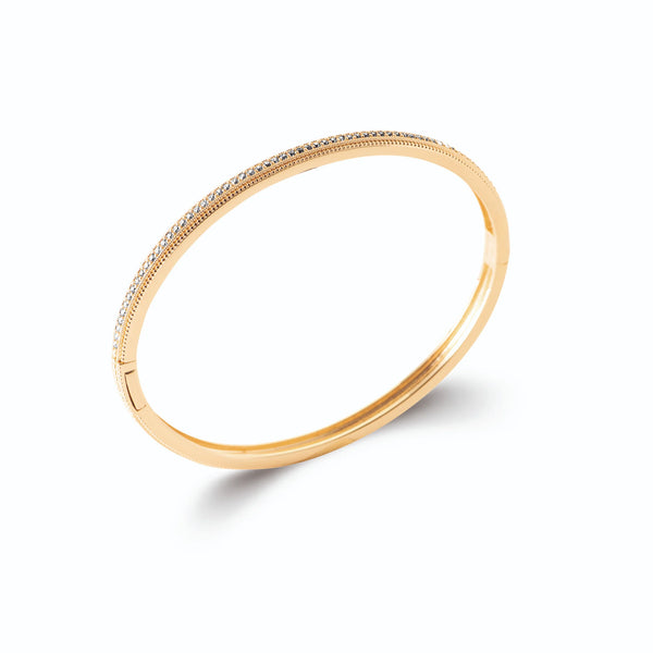 Bracelet jonc fin pavé de zircons en plaqué or
