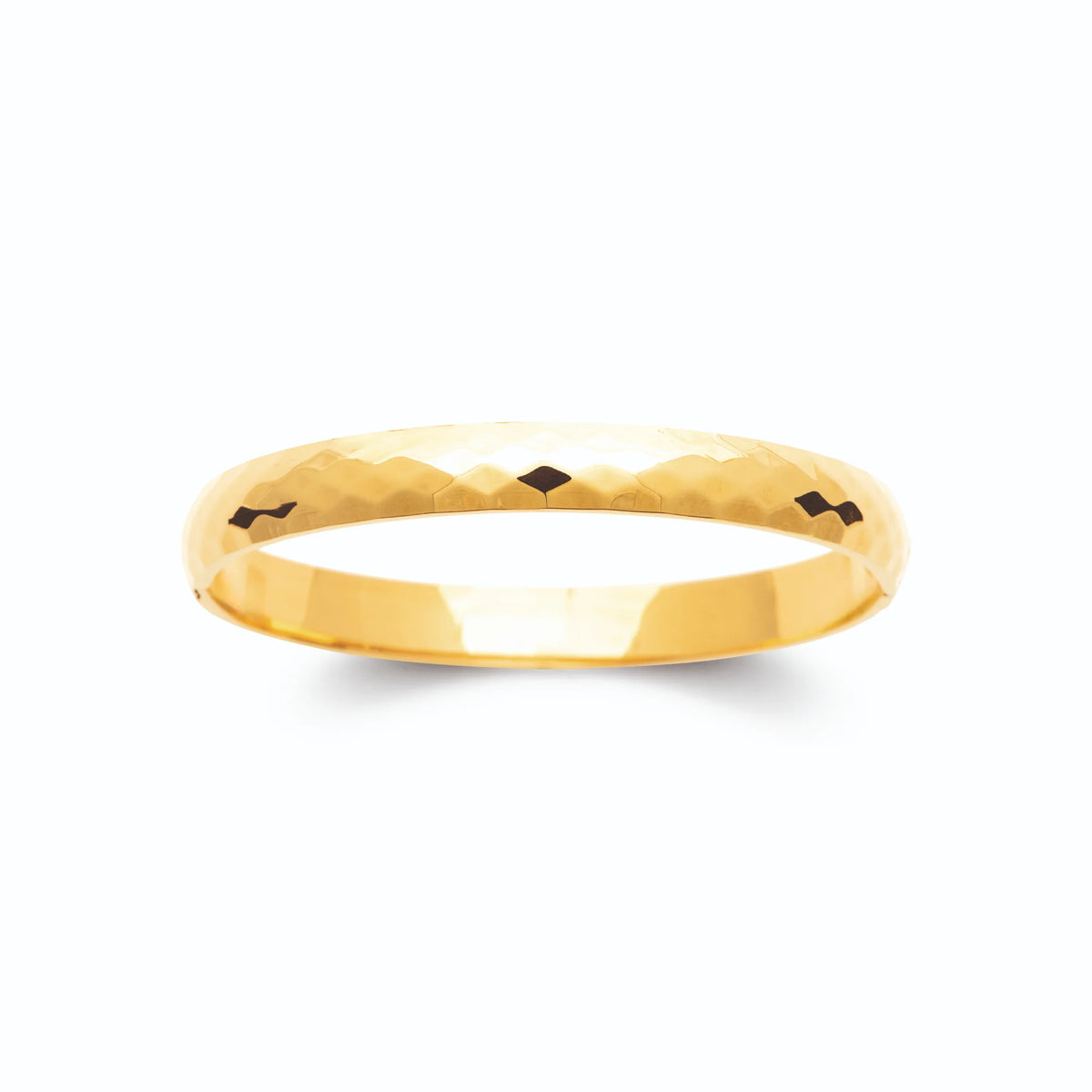 Bracelet jonc martelé à facettes en acier PVD doré