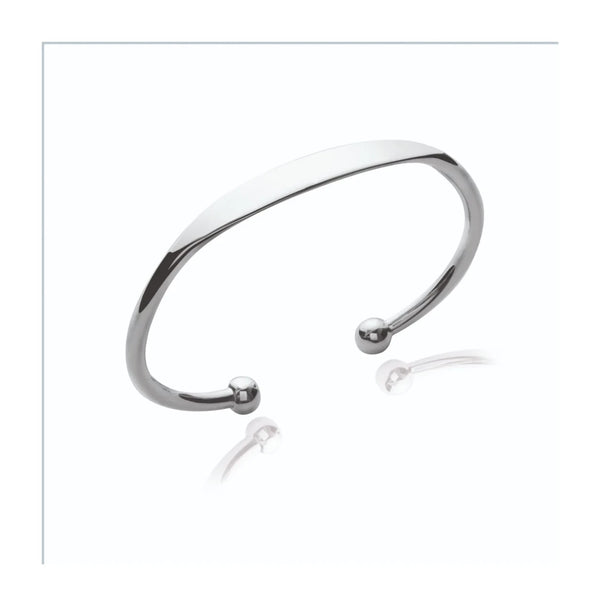Bracelet jonc ouvert à embouts boules en argent 925