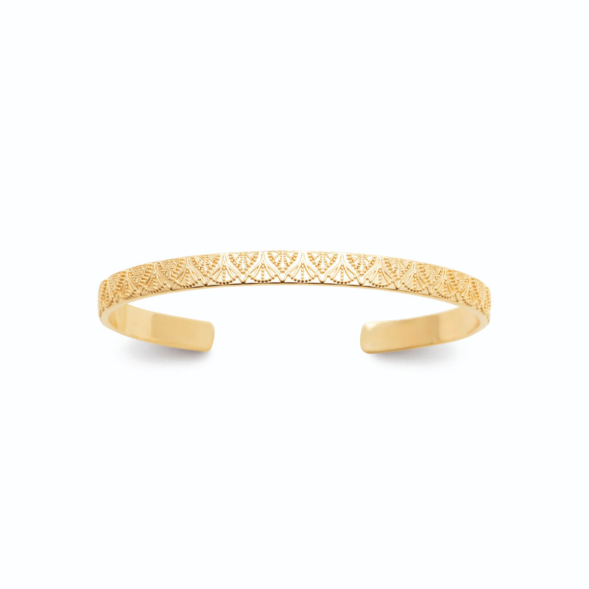 Bracelet jonc ouvert ciselé en relief en plaqué or