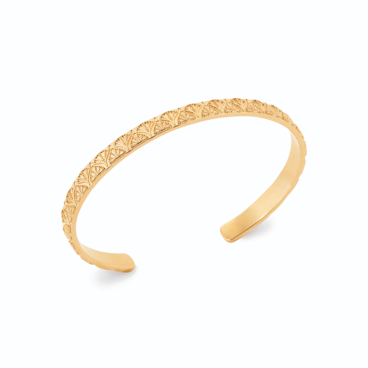 Bracelet jonc ouvert ciselé en relief en plaqué or
